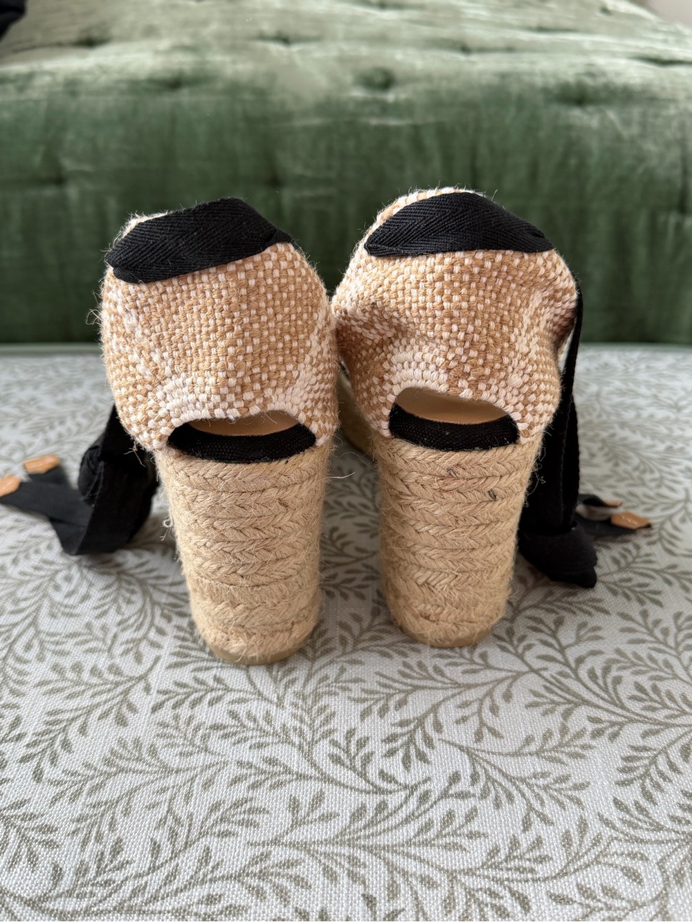 Castañer Carina Black Espadrille Platform Wedge Mid Heel Ankle Tie Sz40 US9 $205 - Picture 6 of 7